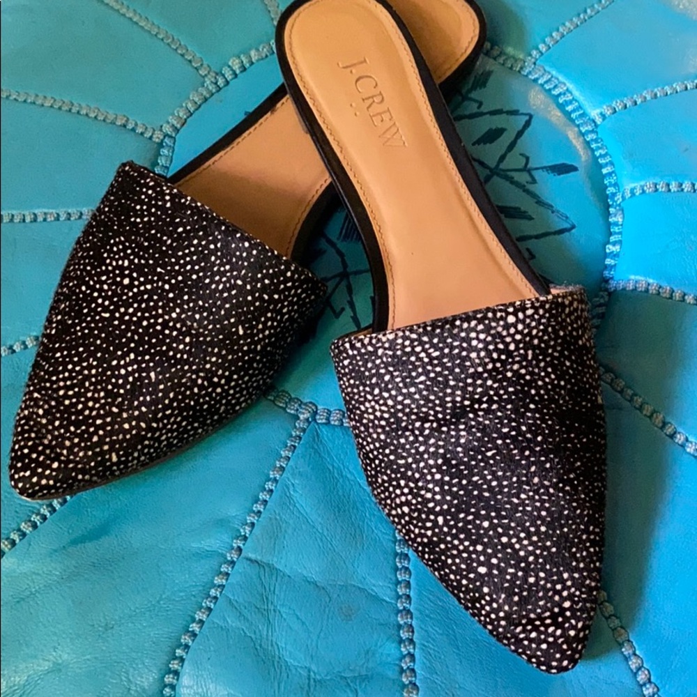 J.Crew calf hair mule slides
